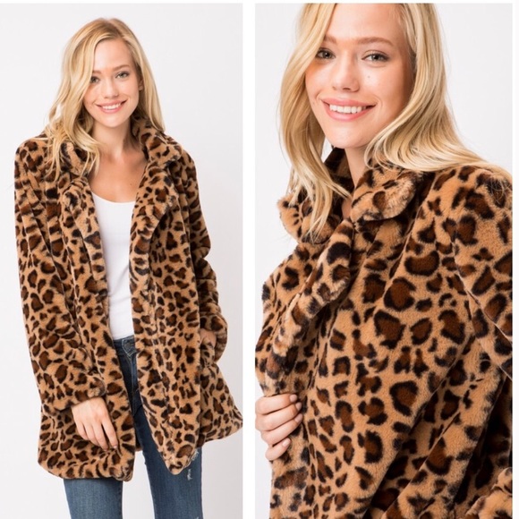Vegan Fur Leopard Print Jacket - Picture 5 of 7